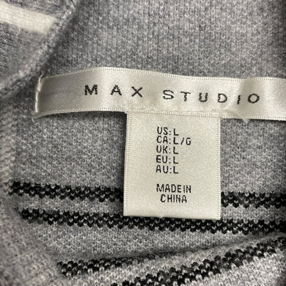 Max Studio Gray & White Plaid Mock Neck Long Sleeve Sweater Womens Size L - Picture 4 of 6